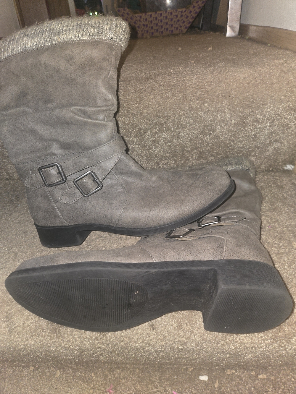 torrid Gray Knit-Cuff Ankle Boots